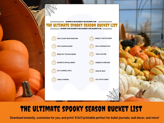 Halloween Bucket List Printable and Editable Template - Etsy