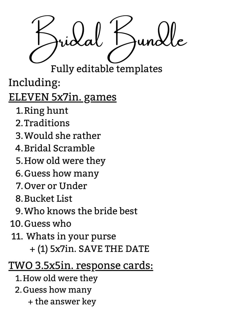 Bridal Shower Games Wedding Games Printable Games Editable Etsy