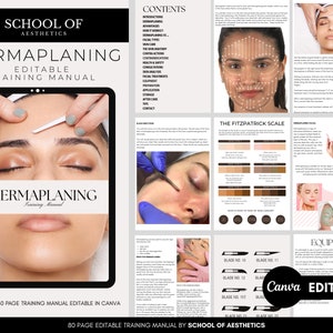 Dermaplaning Training Manual, Dermaplaning eBook, Facials Training Manual, Editable Course, Student, Educator, Editable Beauty Manual, Canva