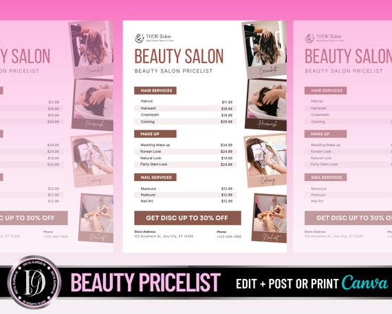 Beauty Salon Treatments Menu Brown Hair Salon Price List - Etsy Beauty Salon Treatments Menu Brown Hair Salon Price List - Etsy