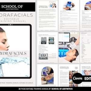 Hydrafacial Training Manual, Hydra Facials eBook, Facials Training Manual, Editable Course, Trainer, Educator, Editable Beauty Manual, Canva