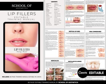 Lip Fillers Training Manual, Hyaluronic Acid, Lip Augmentation, Student, Tutor, Learn, Teach, Class Course Guide, Edit in Canva