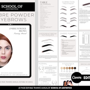 Ombre Powder Eyebrows, Semi Permanent Make-up Training Manual, Guide for Instructors, Students, Printable, Instant Download, Edit in Canva