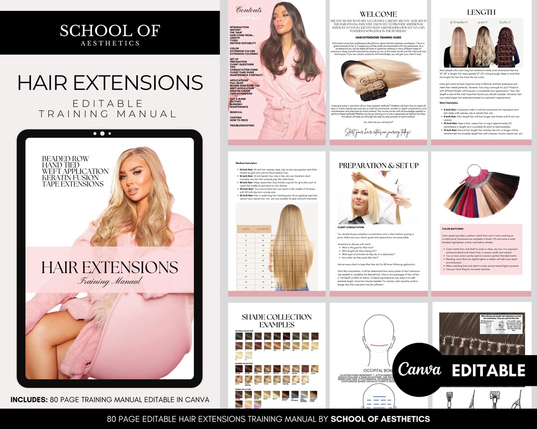 Hair Extensions Training Manual, Complete Guide, All Hair Extension