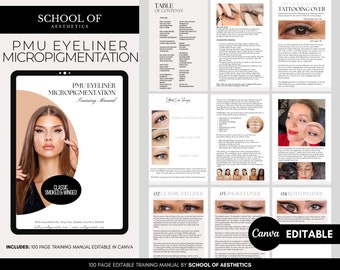 PMU Eyeliner Training Manual, Permanent Makeup Guide, Tattoo Eyeliner, Training Guide, Students, Teachers, Customizable