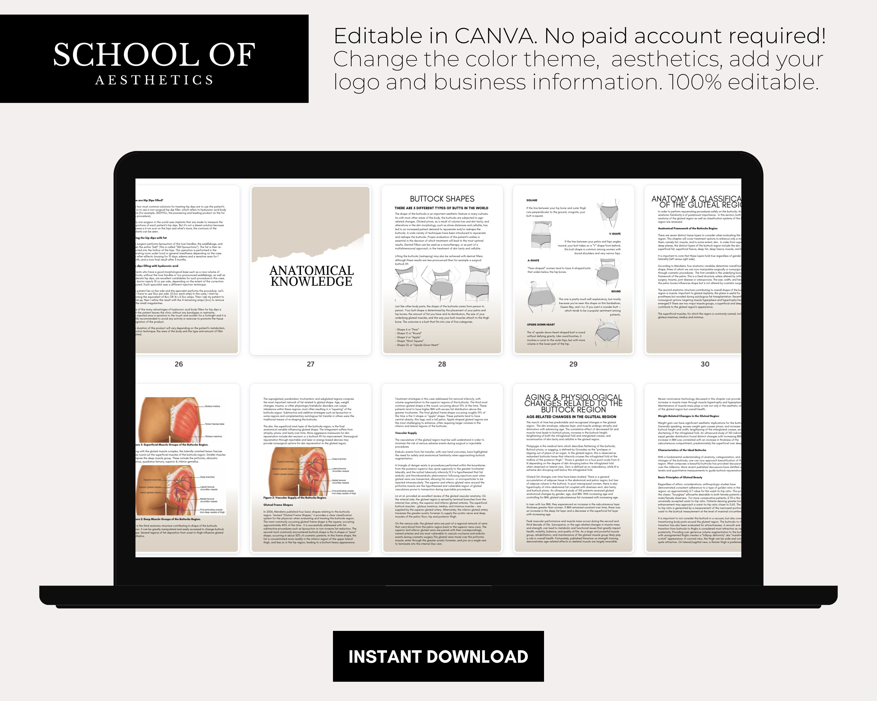 Hyaluron Pen BUTT Fillers Training Manual, Bum Filler Training Guide, Needle Free, Hyaluron Pen