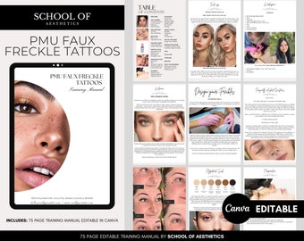 Faux Freckles Training Manual, PMU Freckle Tattoos, Permanent Makeup Guide, Students, Educators, Customizable