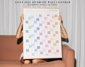 Giant 2024 Wall Calendar | 2024 Large Wall Planner | Annual Planner | Yearly Planner | Monthly Planner | 2024 Vertical Planner, PASTELS
