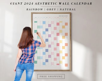 Giant 2024 Wall Calendar | 2024 Large Wall Planner | Annual Planner | Yearly Planner | Monthly Planner | 2024 Vertical Planner, Neutral