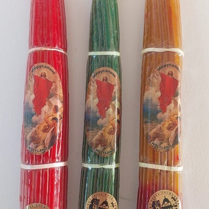 3 Beeswax Candle Sets from Holy Sepulcher in Jerusalem , in 3 Different Colors !