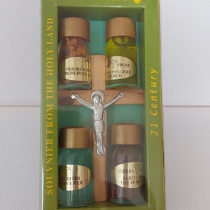 A Classic Millennium Holy land Set : Holy Earth , Franck Incense , Holy Water , Holy Oil & Cross !