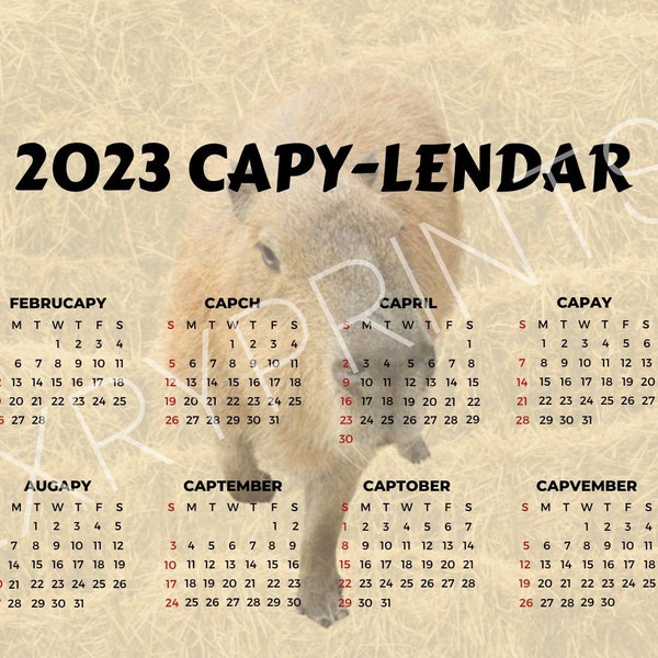 Capybara 1-Page Calendar Print