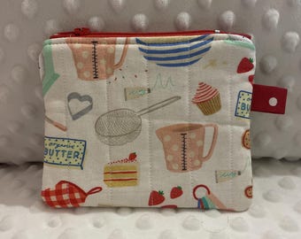 Quilted Mini Wallet, Quilted Coin Purse, Keychain Wallet, Quilted zipper wallet, Cupcake Wallet