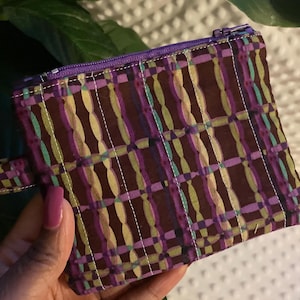 Mini billetera acolchada, monedero acolchado, billetera con llavero, billetera acolchada con cremallera, billetera a cuadros