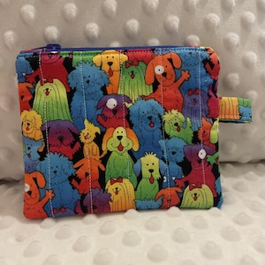 Mini billetera acolchada, monedero acolchado, billetera con llavero, billetera acolchada con cremallera, billetera arcoíris, billetera para perros