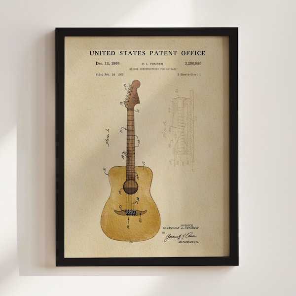 Akustische Gitarre Patent Druck (1966)