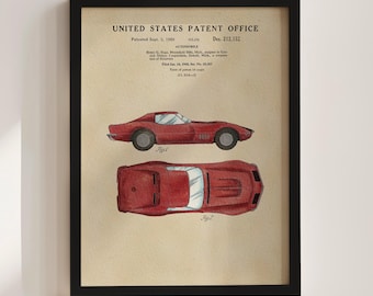 Red Muscle Car Patent Print (1968)