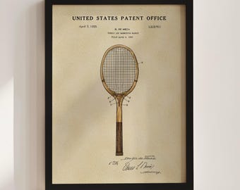 Impresión de patente de raqueta de tenis (1925)