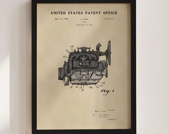 Car Engine Patent Print (1930)