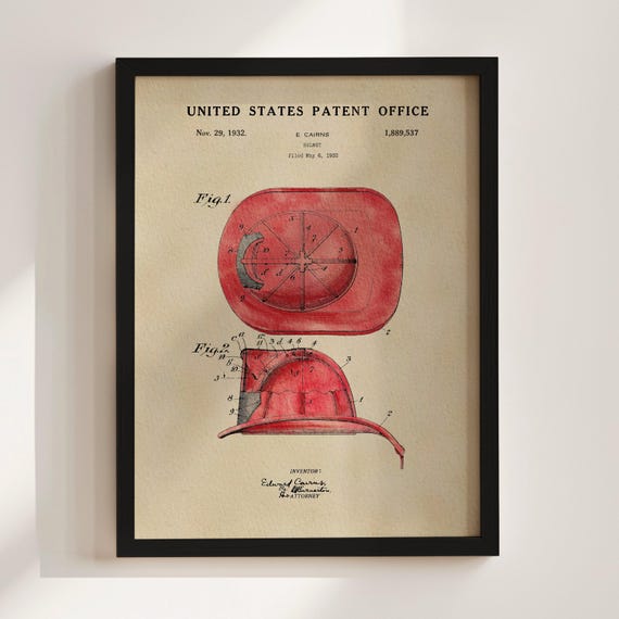 Fire Helmet Patent Print (1932)