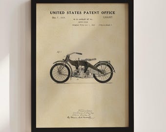 Black Motorcycle Patent Print (1924)