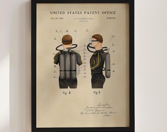 Vintage Scuba Diving Gear Patent Print (1949)