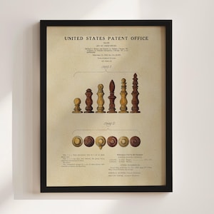 Chess Pieces Patent Print (1966)