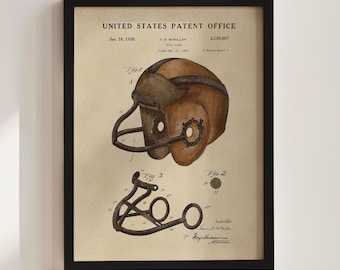 Football Helmet Patent Print (1938)