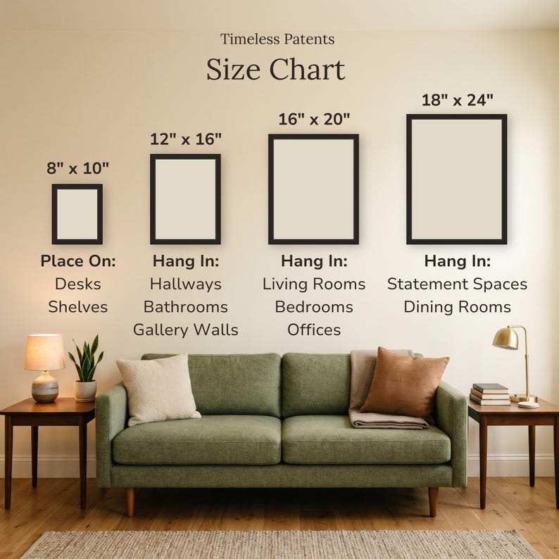 The image is a framed print of a United States patent office patent filing, featuring a detailed illustration of a football field with various markings and dimensions.