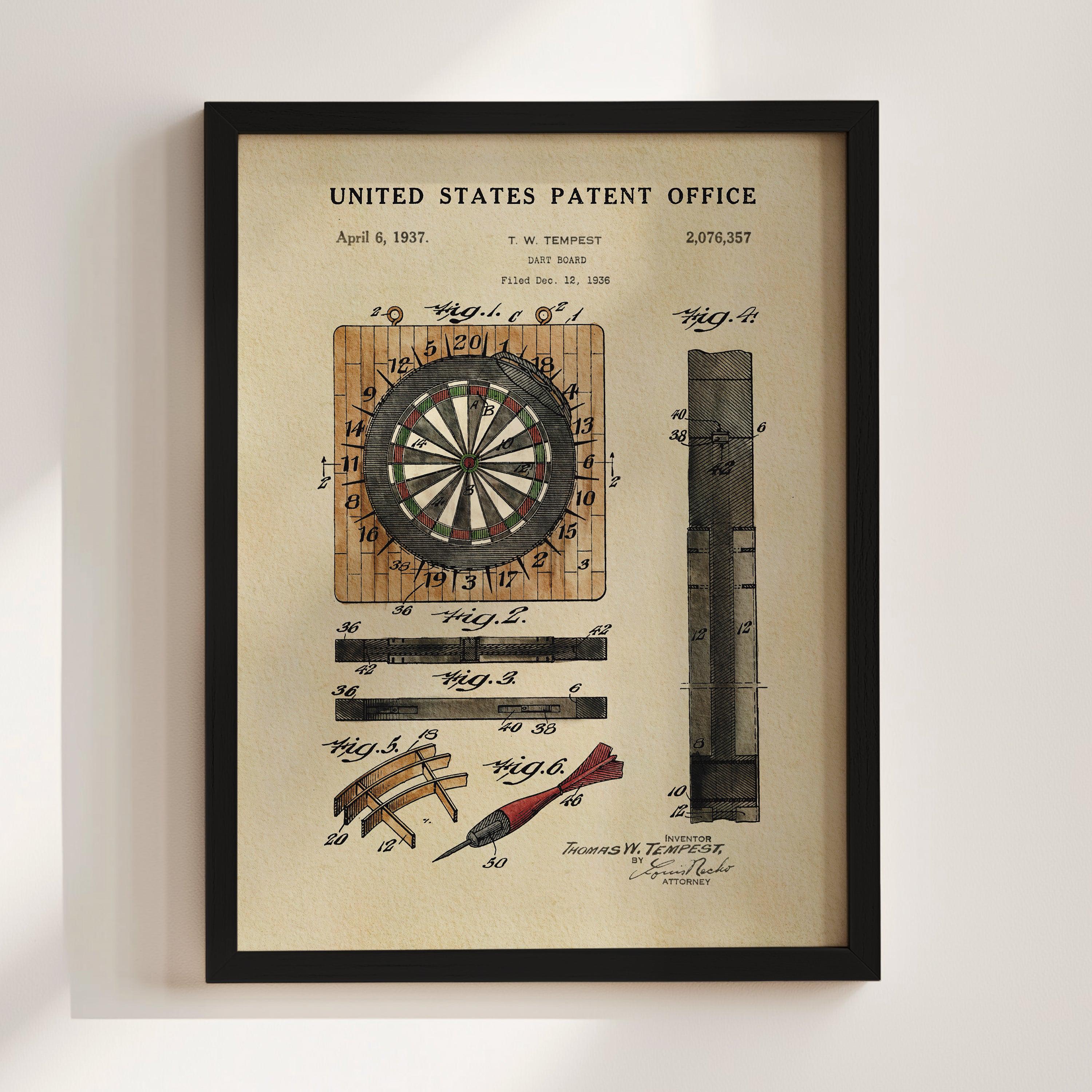 ビンテージダーツボード　インテリア　おしゃれ　アンティーク　海外 ダーツボードの特許プリント（1937年） - Etsy 日本