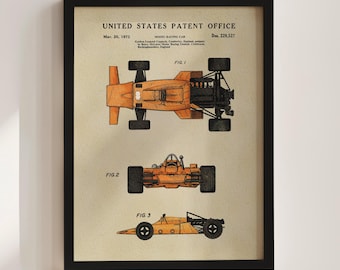Orange Race Car Patent Print (1973)