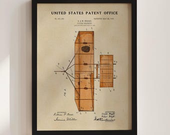 Wright Brothers Plane Patent Print (1906)
