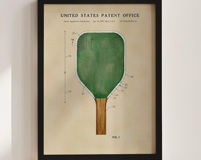 Pickleball Paddle Patent Print (2018)