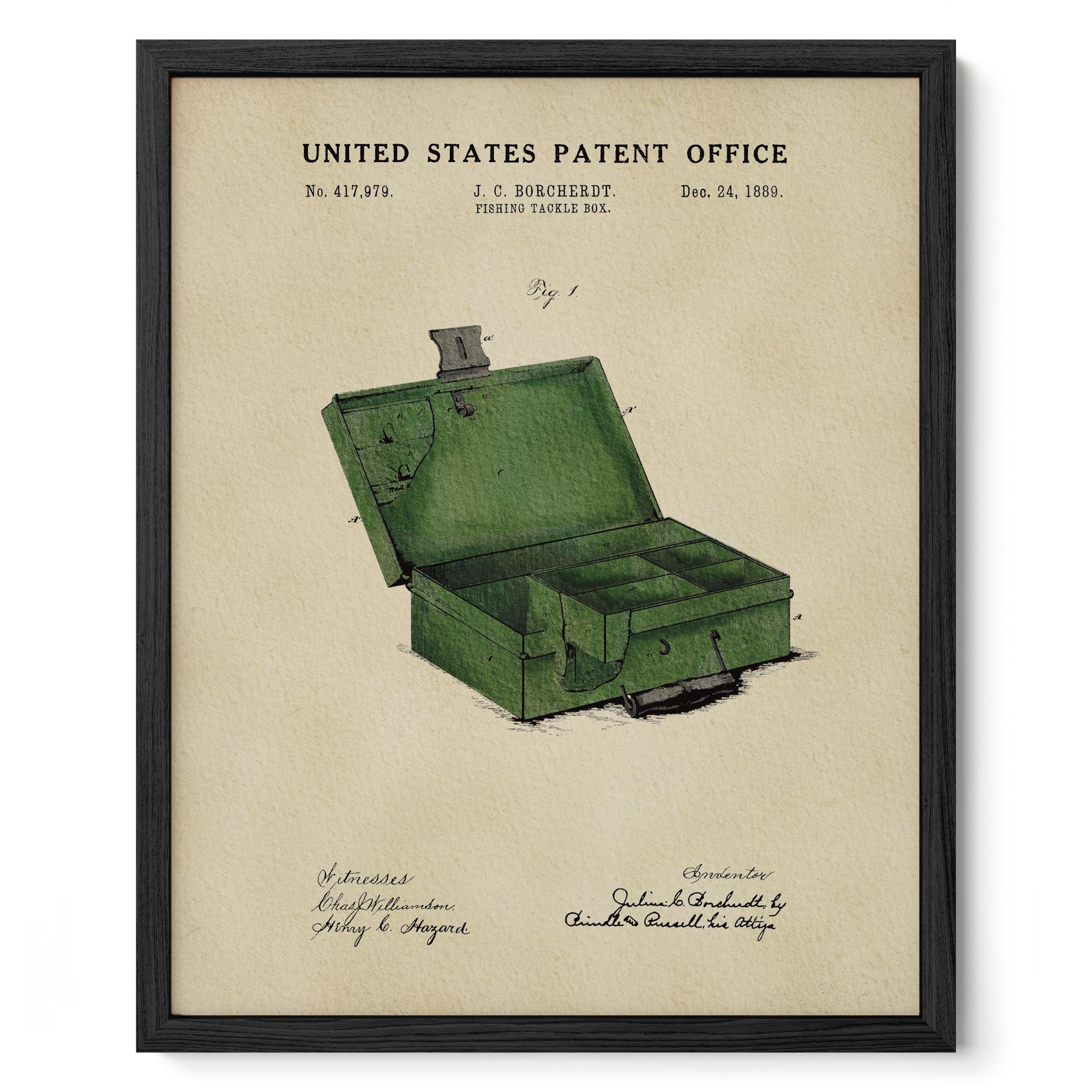 1889 fishing tackle box Fishing Tackle Box Patent Print (1889)