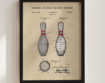 Bowling Pin Patent Print (1939)