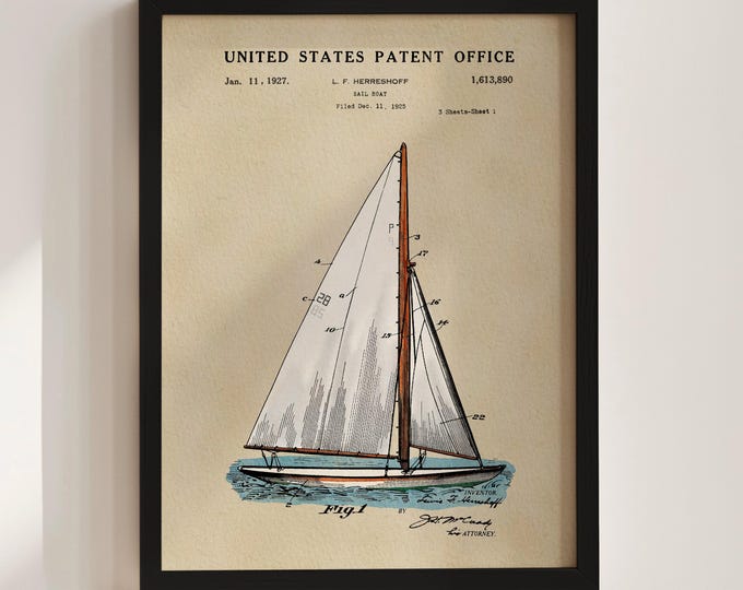 Sailboat Patent Print (1927)