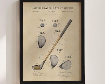 Impresión de patente de palo de golf (1910)