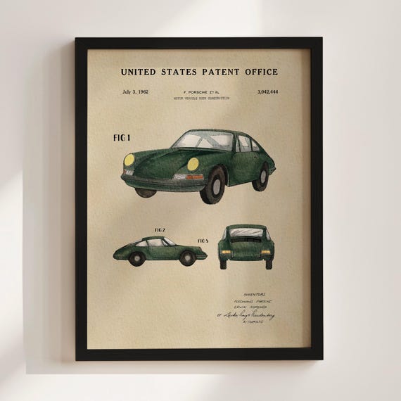 Green Sports Car Patent Print (1964)