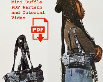 Mini Duffel Bag Pattern | SMALL Duffle Bag | DIY | Canvas Bag | Sewing Pattern | PDF Download Video Tutorial | Cylinder Duffel Bag Template