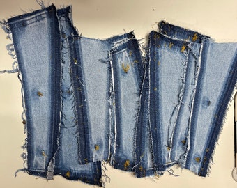 Denim Jean Salvaged Seams/Denim Scraps/Jean Pieces for crafting