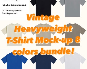 Vintage Streetwear T-Shirt Mockup Bundle | Mockup Clothing Template | Transparent Background | Digital Editable Mockups | Comfort Colors