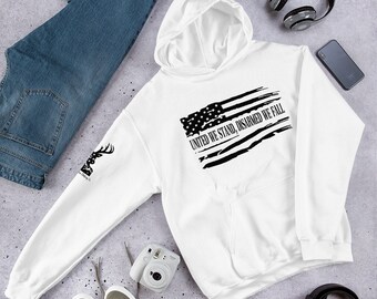 United We Stand Hoodie: Patriotic American Flag Graphic