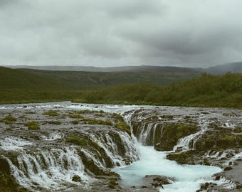 Bláskógabyggð Waterfall 17x11 Digital Print of Film Photo Taken in Iceland, Photo Taken on a Canon AE-1  Using 35mm Film