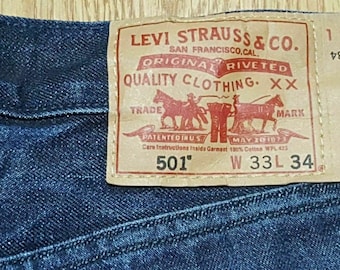 Levis 501 Jeans Classic Fit Straight Leg Denim Navy Size W33 L34