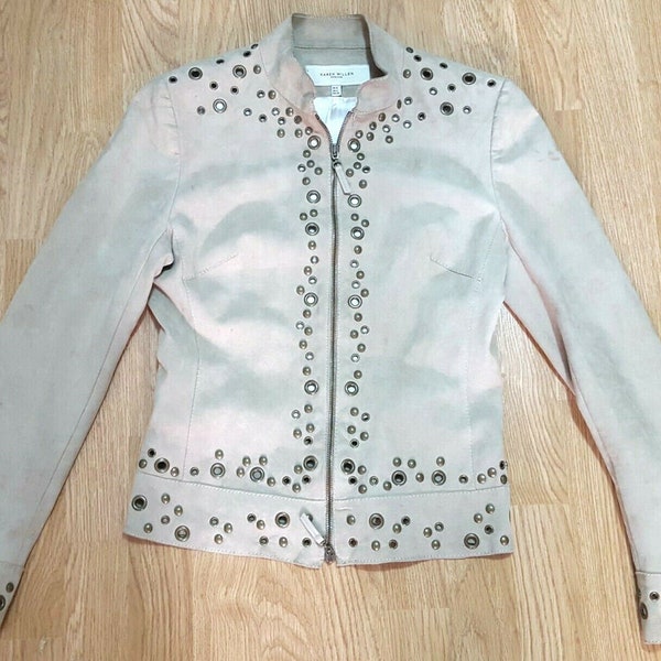 Karen Millen Biker Jacket Coat Natural Skin Size UK 8 EU 36 US 4