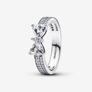 925 Pandora Sparkling Bow Double-row Ring