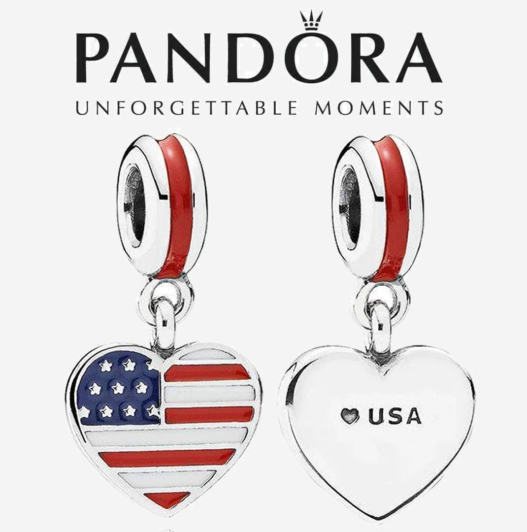 Pandora USA Heart Flag Dangle - Etsy