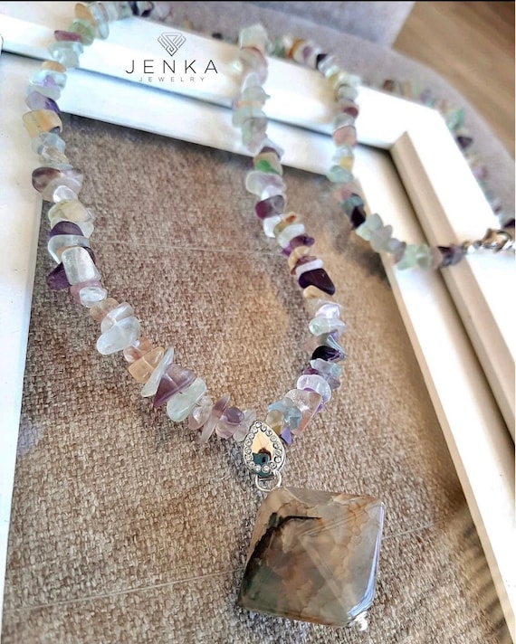 Rainbow Fluorite Gem Chip Bracelet Sterling Silver Rainbow Fluorite Gem Chip Bracelet Sterling Silver
