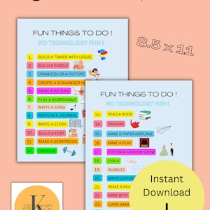 Play Routine, Fun Things To Do List, 8.5 x 11 poster for kids, pdf. Instant download