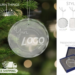 Custom Design Crystal Ornament - FREE SHIPPING - Your Business Logo Here - Custom Commemorative Event Ornament